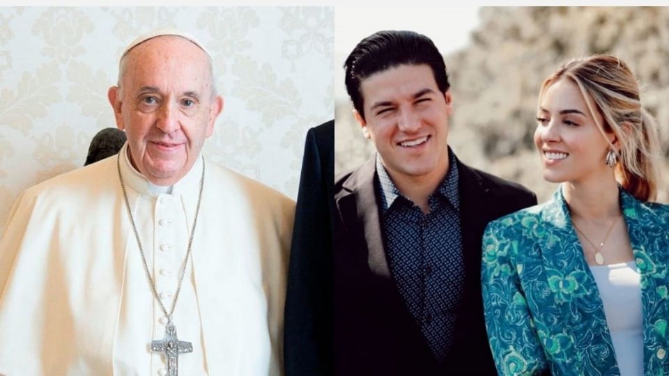 El papa Francisco, Samuel García y Mariana Rodríguez. Foto: EFE/EPA/ Vatican - Facebook