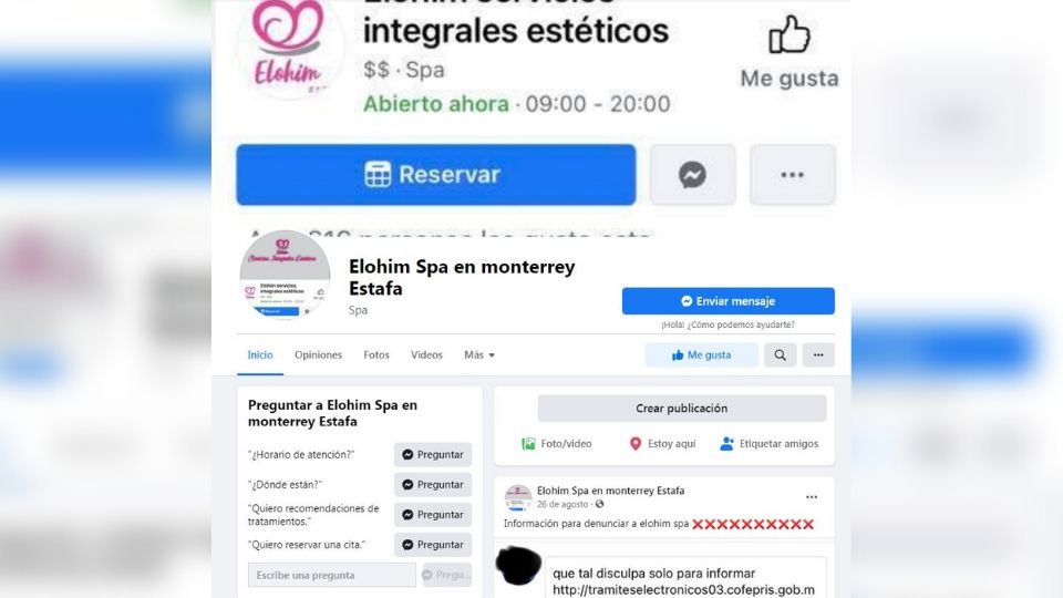 La página se creó el 18 de abril de 2021 y hasta el 26 de agosto denunciaban anomalías en procedimientos estéticos. Foto: Captura de pantalla