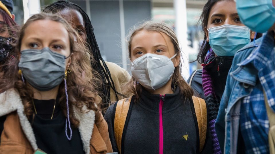 Greta Thunberg durante una protesta el 29 de octubre en Londres. Foto: EFE/EPA/ Vickie Flores