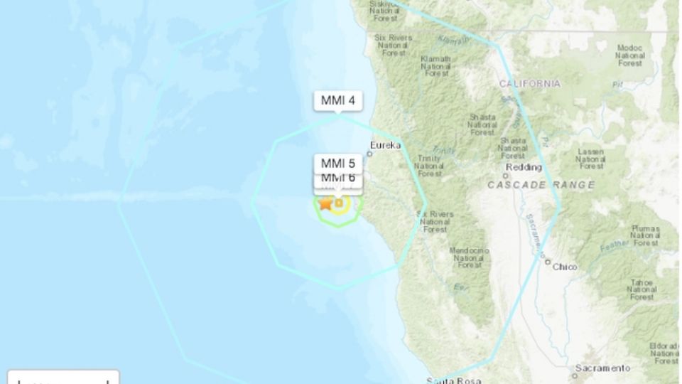 Norte de California es azotado por sismo de 6.2 grados.