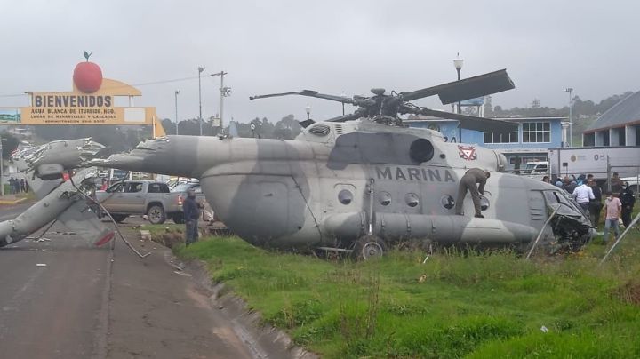 Cae helicóptero de la Marina en Hidalgo; viajaba el Secretario de Gobierno