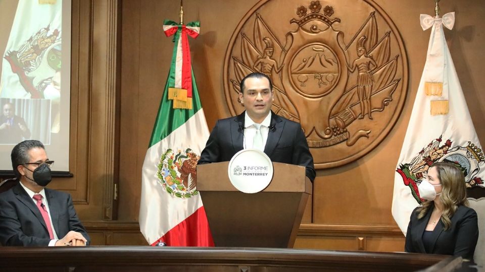 Antonio Martínez, alcalde de Monterrey, durante la presentación del tercer informe de gobierno de la administración municipal. Foto: Cortesía