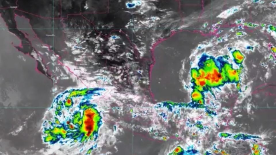 Imagen satelital de la depresión tropical que se formó en costas mexicanas. Foto: Especial