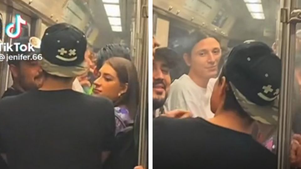 Hombre es captado fumando dentro de vagón del metro.