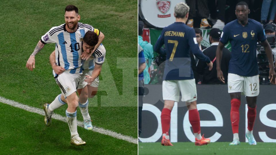 Argentina  y Francia celebran goles en la semifinal del Mundial