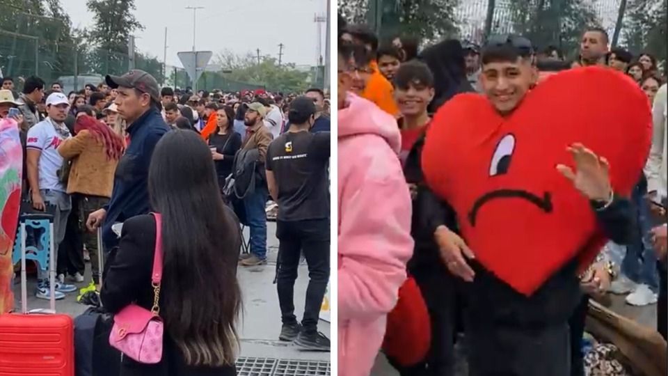 Fans de Bad Bunny en la fila para ingresar al estadio. Foto: Especial