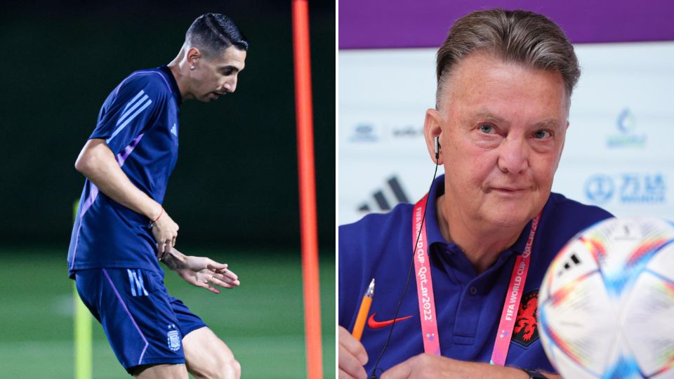 Ángel Di María y Louis Van Gaal en Qatar 2022