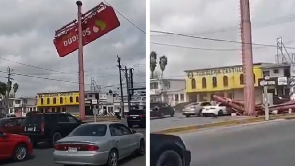 Panorámico se desploma sobre auto en Matamoros.