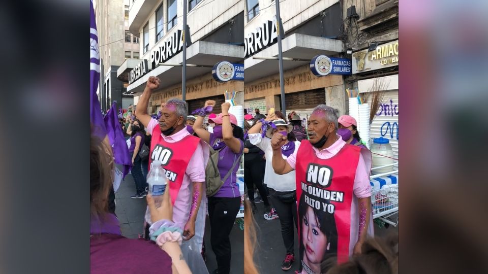 Don José el 8 de marzo en la marcha por el Día Internacional de la Mujer. Foto: TikTok / cinematopeya