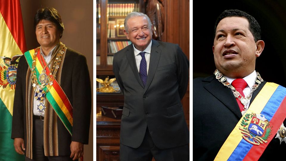 Presidentes Morales, López Obrador y Chávez.