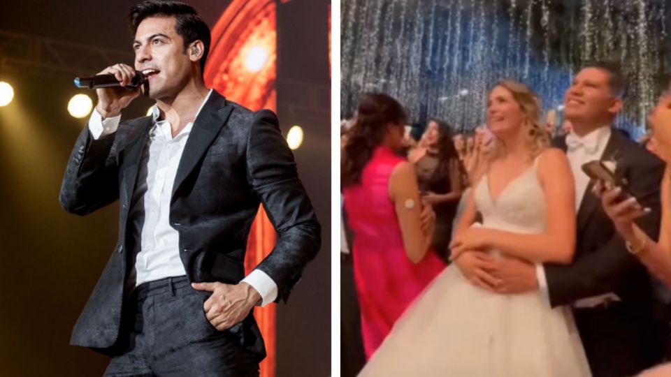 Carlos Rivera sorprende a novios en su boda.