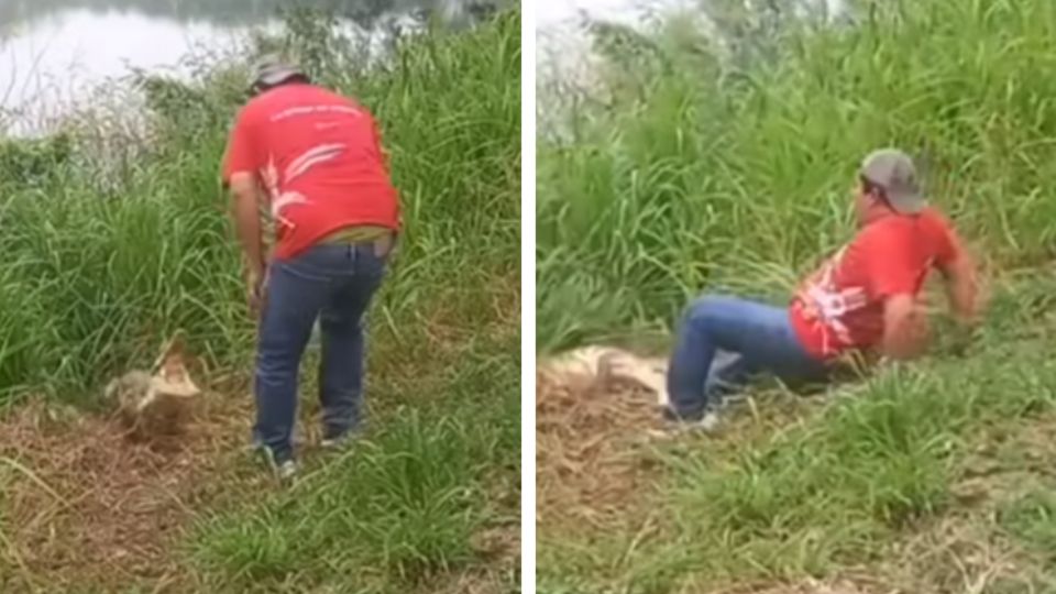 Hombre es atacado por cocodrilo en Tabasco.