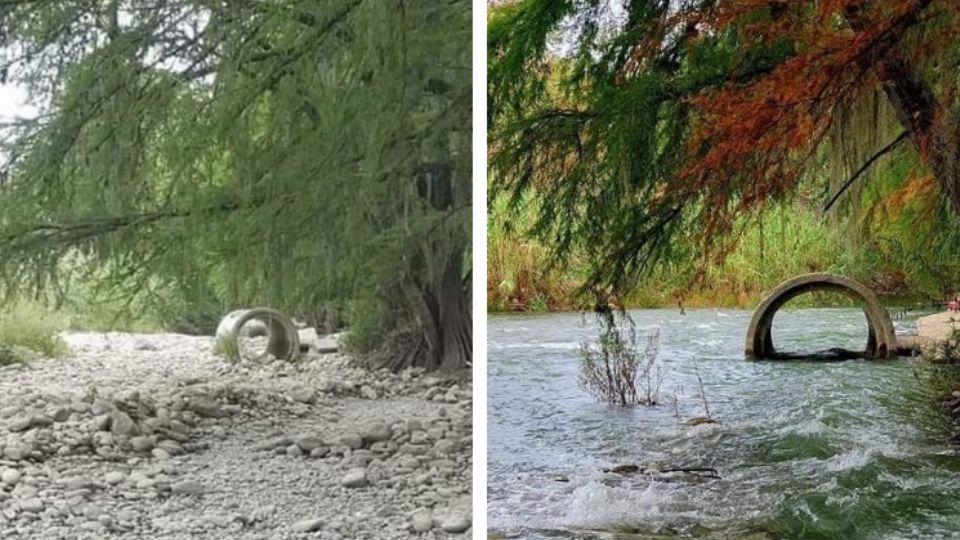 Río El Fraile vuelve a lucir con agua tras semanas de sequía. Foto: Facebook / Ríos Nuevo León.