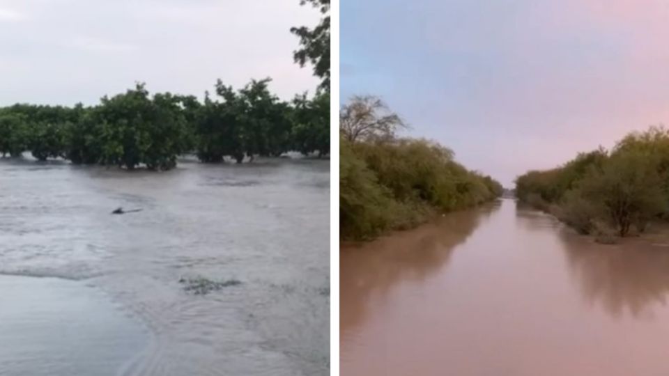 Arroyos crecidos en General Terán.