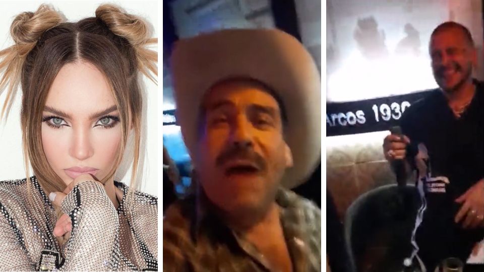 Belinda, el cantante de un bar y Christian Nodal. Foto: redes sociales