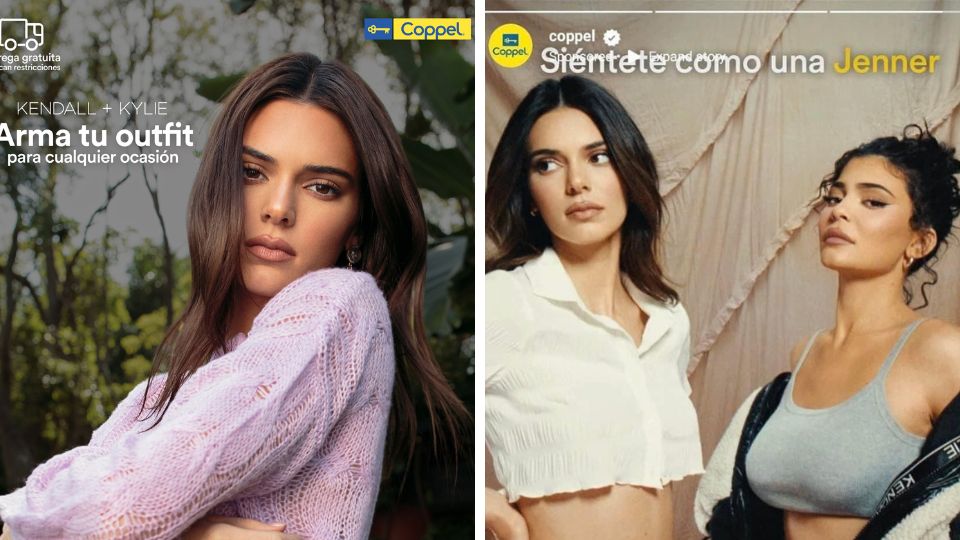 Kendall Jenner y Kylie Jenner en fotografías para la promoción de la colaboración con Coppel. Foto: Redes sociales.