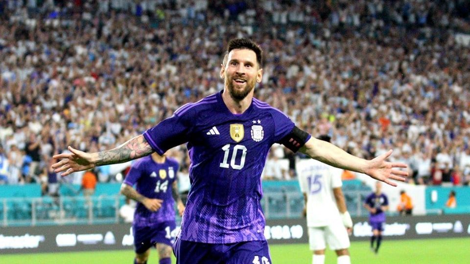 Lionel Messi celebrando gol ante Honduras.