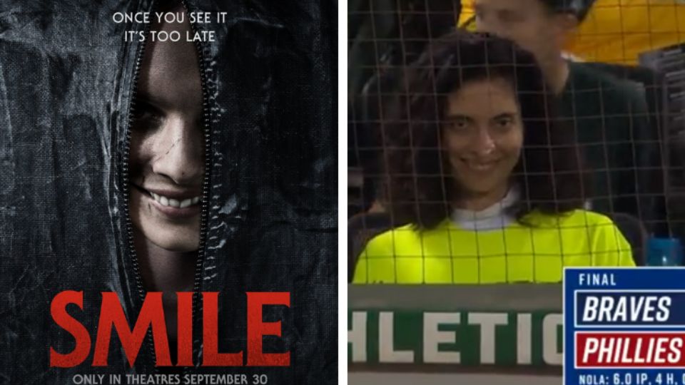 Película Smile se promociona en estadios de las Grandes Ligas.