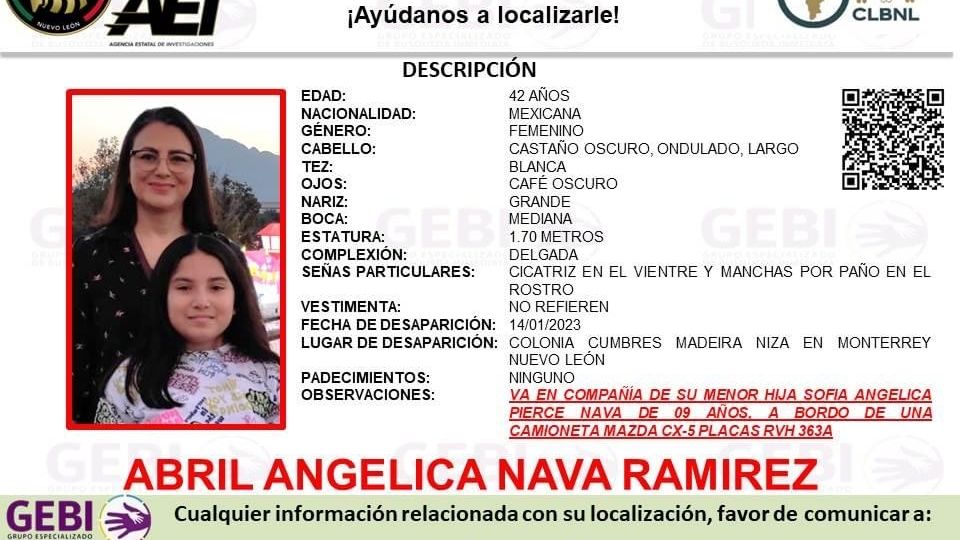 Ficha de búsqueda de Abril Angélica Nava Ramírez.