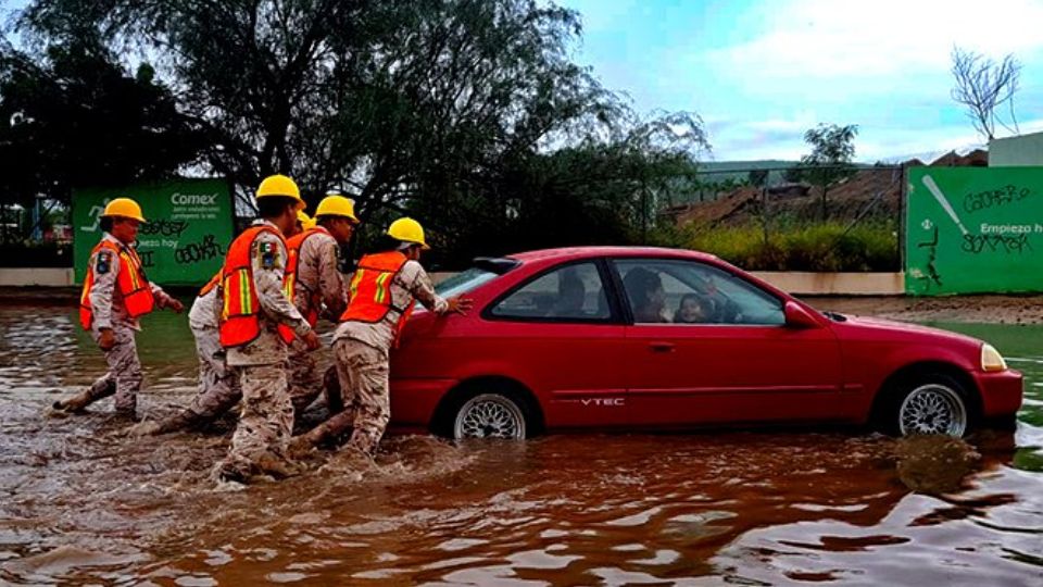 Encharcamientos en Baja California Sur por los efectos de Lidia | Twitter / @SEDENAmx