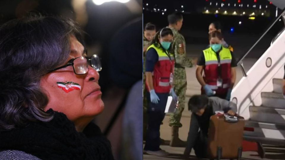 Momento en que la mujer besó el suelo de México.