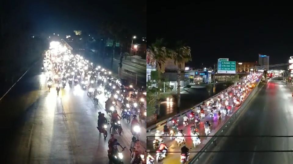 Motociclistas durante rodada en avenida Miguel Alemán.