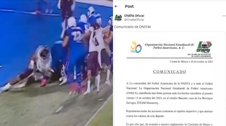 Investigará ONEFA lesión intencional a jugador de Borregos Monterrey