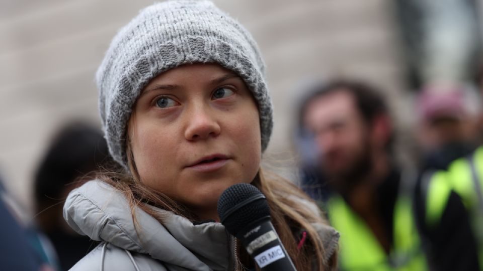 Greta Thunberg durante una protesta en Londres