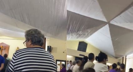 Antes del derrumbe, feligrés captó parte del techo de la iglesia en Tamaulipas