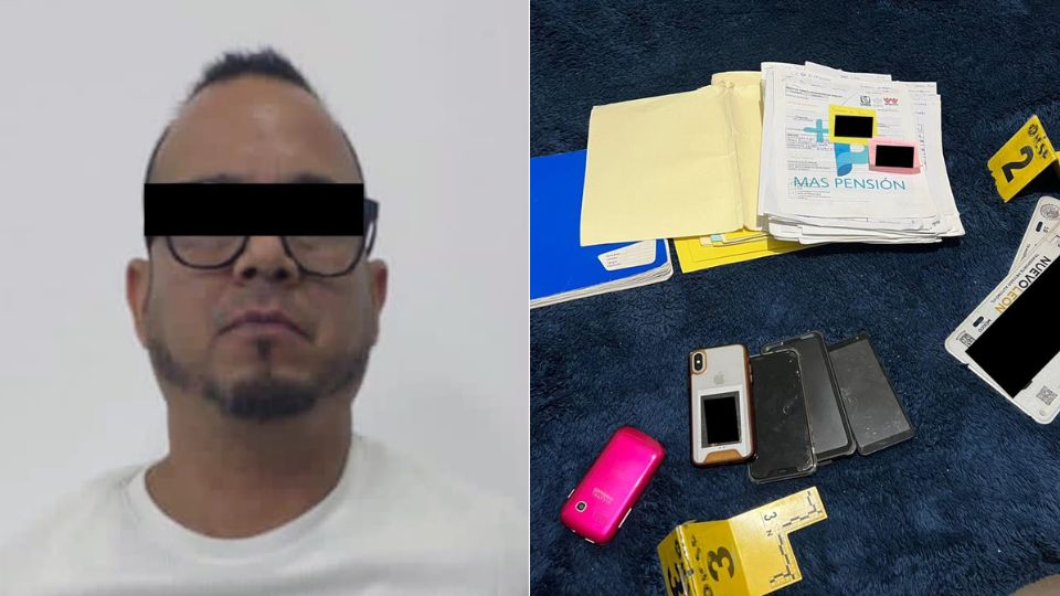 Hombre detenido y documentación de presunto fraude.