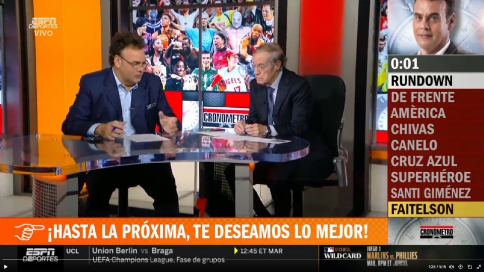 David Faitelson durante su ultima transmisión con José Ramón Fernández.