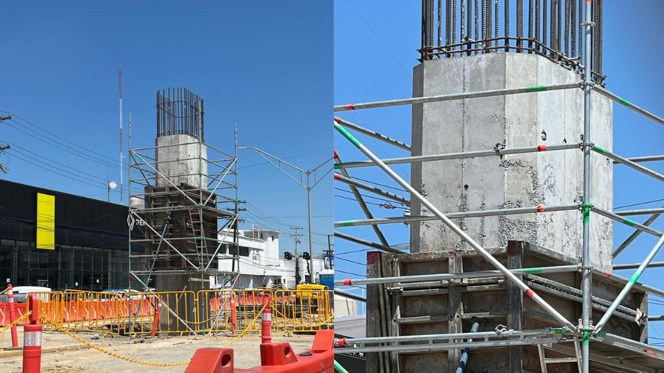 Daños estructurales en una de las columnas de la Línea 6 del Metro.