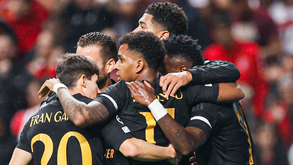 Los jugadores del Real Madrid celebran una de las anotaciones ante el Braga en la Champions League