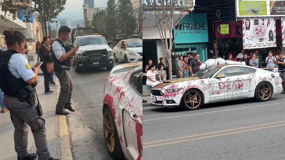 Detienen a joven que circulaba en auto manchado de sangre falsa en Monterrey