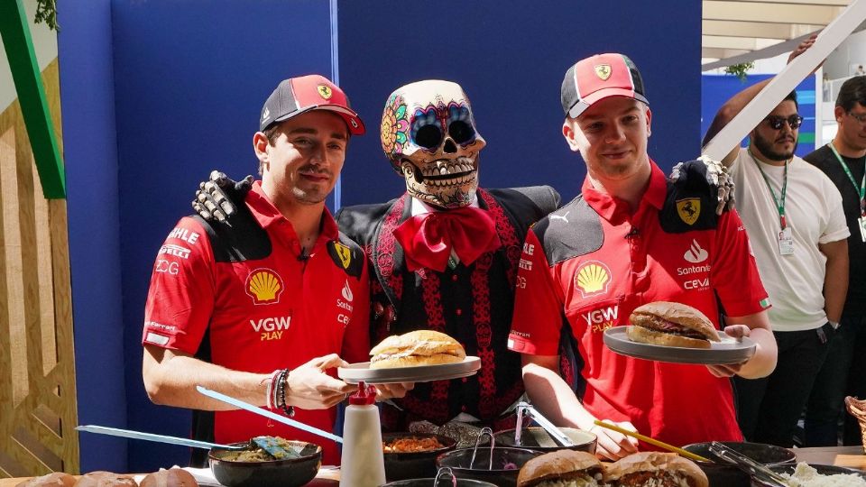 Charles Leclerc con una torta de chilaquiles.