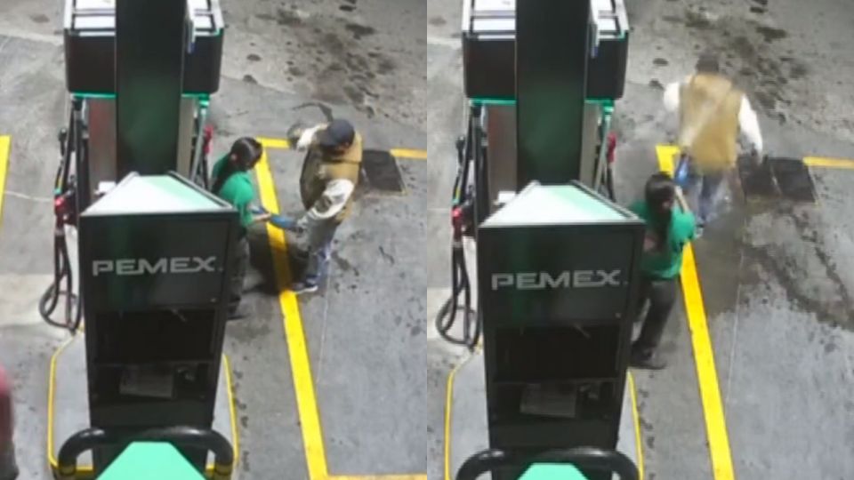 Frustran asalto en gasolinera; presunto resulta bañado en combustible