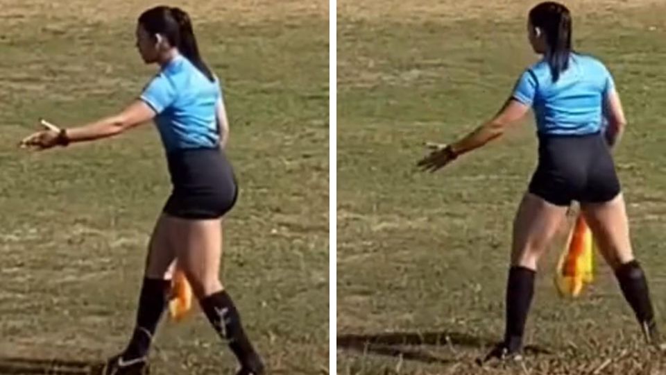 Arbitra se vuelve viral en partido de futbol llanero