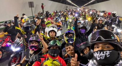 Motociclistas obstruyen Túnel de la Loma Larga en Monterrey y San Pedro