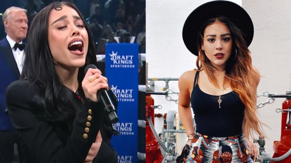 Danna Paola cantando el Himno Nacional de México