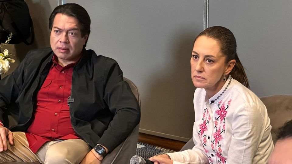 Mario Delgado, dirigente nacional de Morena; Claudia Sheinbaum, candidata presidencial de Morena.