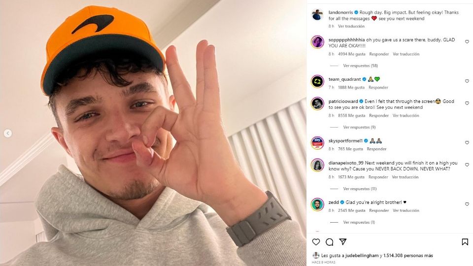 Lando Norris dando un mensaje de salud en su cuenta de Instagram.