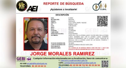 Buscan a Jorge Morales, desapareció en la Carretera a Laredo