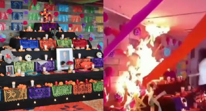 Prende en llamas altar de muertos instalado en Facpya