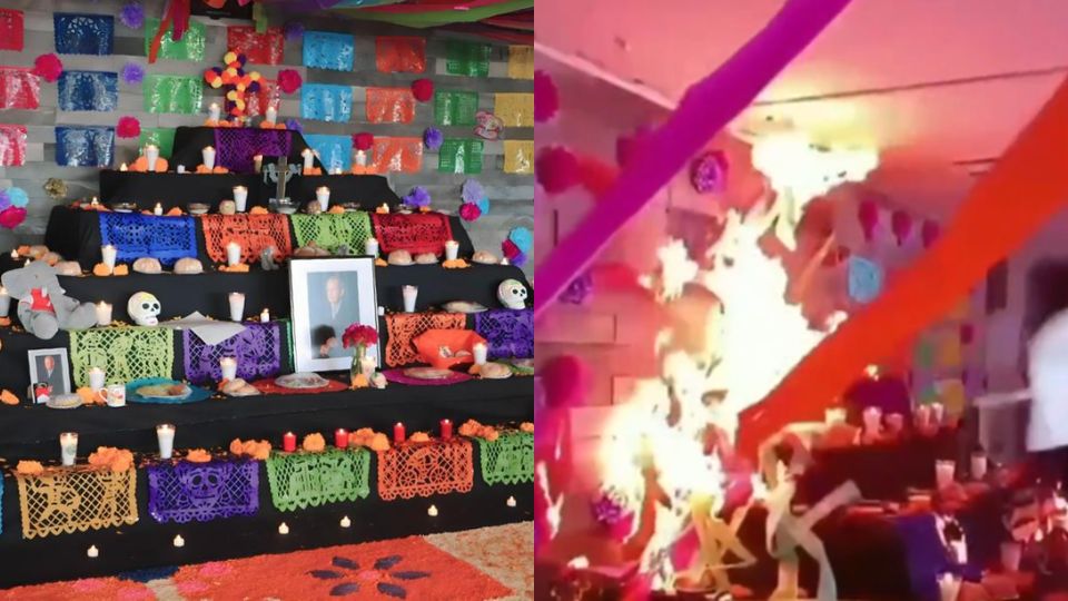 Incendio de altar de muertos en Facpya