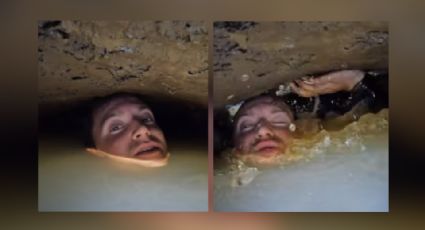 Video: Joven reta a la muerte al explorar cueva inundada en rancho abandonado