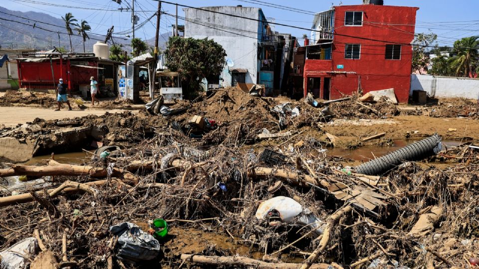 Fotografía de una zona afectada tras el paso del huracán Otis en Acapulco.