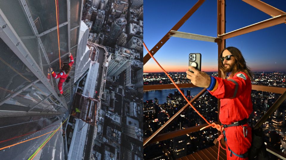 Jared Leto escalando el Empire State de Nueva York.