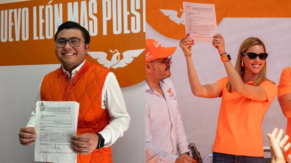 Registro de Félix Arratia y Mariana Rodríguez como precandidatos a las alcaldías de los municipios de Juárez y Monterrey, respectivamente.