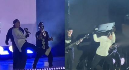 Video: Peso Pluma patea y avienta pantalla durante concierto en Ecuador