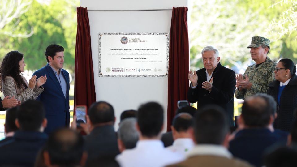 Inaugura Samuel García y AMLO el Acueducto El Cuchillo II